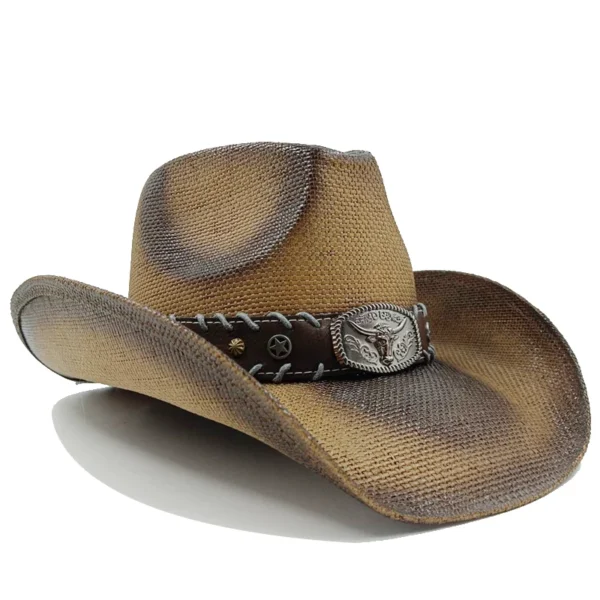 Thickened Cowboy Hat Vintage Straw Hat 2023 New Men's and Women's Jazz Large Size Cowboy Hat Straw Hat Sun Hat Summer Hat - Image 3