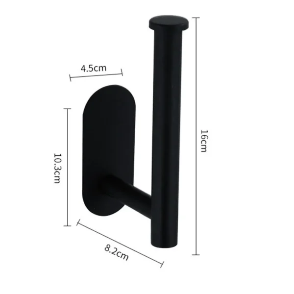 black Toilet Roll Paper Towel Toilet wall Holder Stainless Steel Organizers holder bathroom Self Adhesive Punch-Free Rack Tissue - Image 3