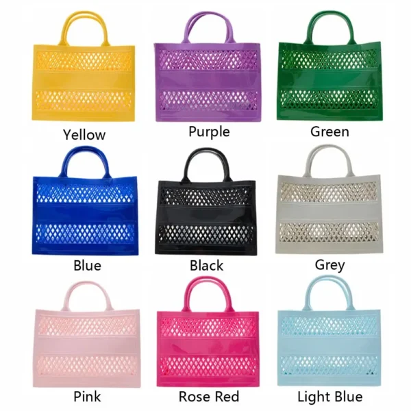 2022 Summer Hollowed Out Shopping Basket Multi-functional Handbag Large Capacity Shoulder Bags PVC Jelly Bag Beach Bag - Image 6