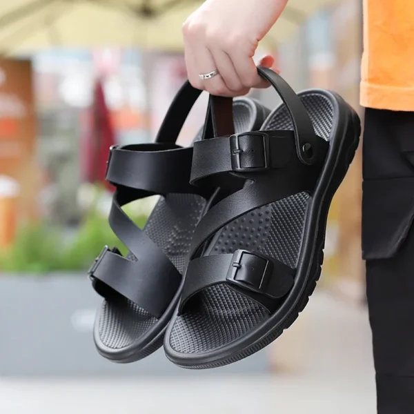 Summer Sandals for Men Outdoor Casual Sport Slippers PU Leather Non-slip Breathable Roman Shoes Beach Flip-Flop Garden Shoes - Image 5