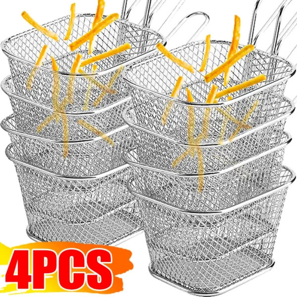 Fryers Basket Net Mesh Fries Chip Kitchen Tool Stainless Steel Fryer Home French Fries Baskets Strainer Restaurants Bars Tools