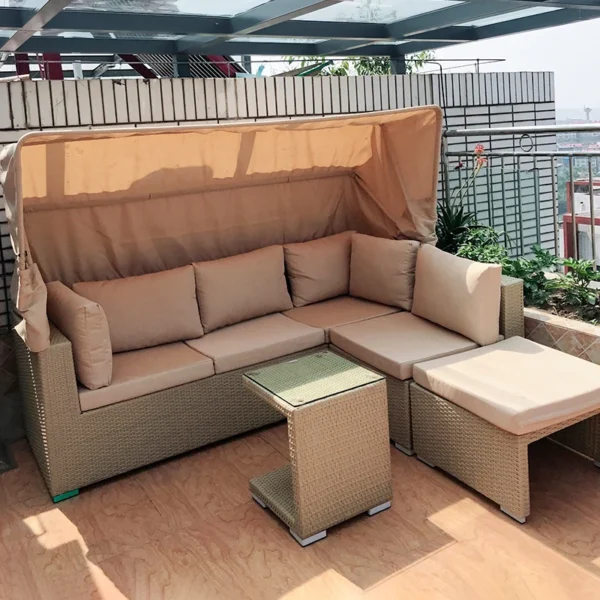 Courtyard Factory High-end Patio Outdoor Waterproof Rattan Sofa Set Furniture Garden with Shed - Image 2