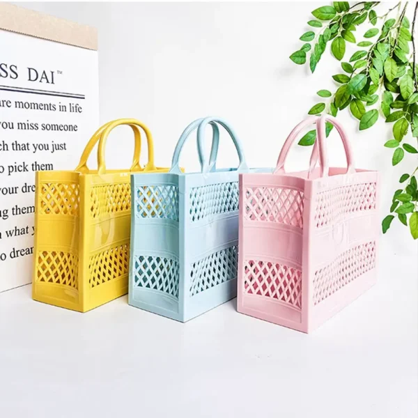 2022 Summer Hollowed Out Shopping Basket Multi-functional Handbag Large Capacity Shoulder Bags PVC Jelly Bag Beach Bag