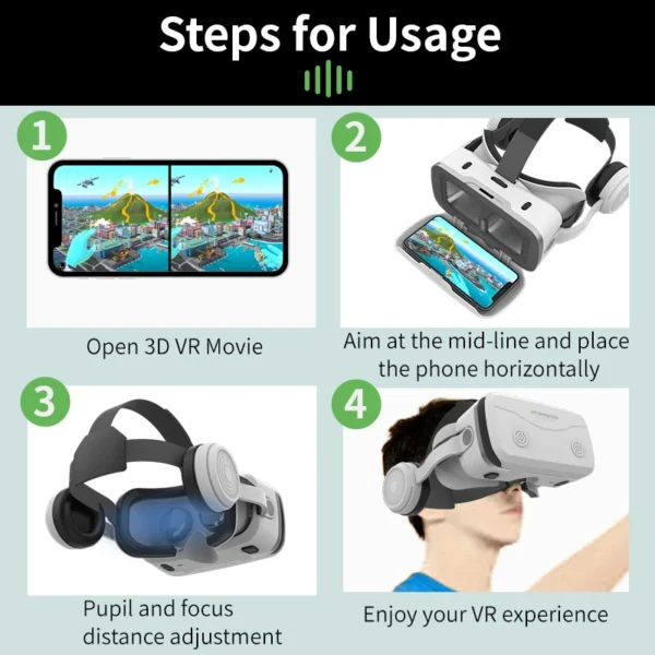 3D Viar Phone Virtual Reality VR Glasses Helmet Headset Smart Devices Lenses Goggles For Smartphones Cell Controllers Headphone - Image 3