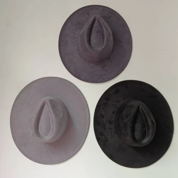 Suede Top Hat 9.5cm Wide Brim Fedora Hat Men Women Autumn Winter Felt Jazz Hats Classic Church Fedoras Chapeau Sombrero Mujer - Image 3