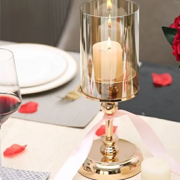 1pc Golden Glass Candle Holders for Pillar Candle Candlestick for Dining Coffee Table Wedding Events Parties Home Decor - Image 3