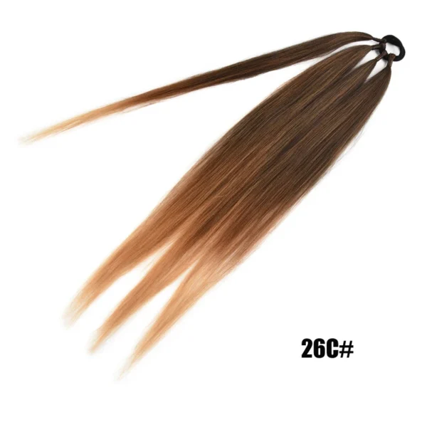 Ponytail Extensions Synthetic Boxing Braids Wrap Around Chignon Tail With Rubber Band Hair Ring 26 Inch Brown Ombre Braid DIY - Image 5