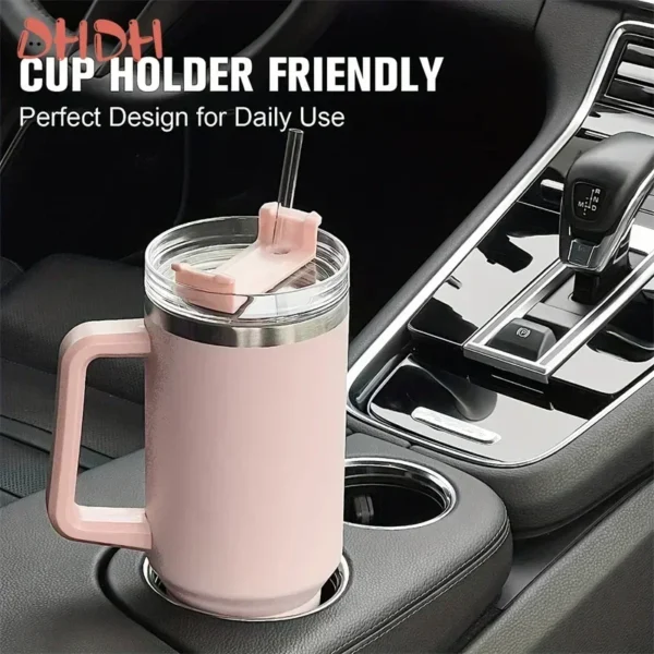 Water Bottle Insulated Tumbler with Handle Straw Double Wall Thermal Iced Travel Cup Car Thermos Mug Perfect Gift - Image 2