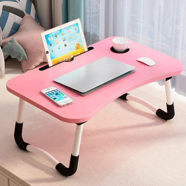 Folding Laptop Desk for Bed Sofa Laptop Bed Tray Table Desk Portable Lap Desk With tablet slot and cup holder Table support