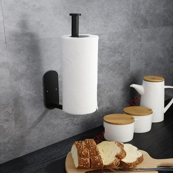 Wall Mount Toilet Towel Paper Holder Adhesive Black Silver Kitchen Roll Paper Stand Hanging Napkin Rack Bathroom Accessories WC - Image 4