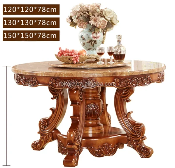 Dinning Room Set With Marble Top Dining Room Furniture Luxury Dining Table Set 6 Seater With Chairs Royal Round Dining Table - Image 6