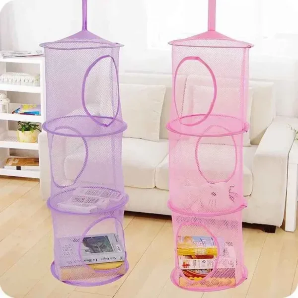 3 Shelf 75cm X 26cm Hanging Storage Net Kids Toy Organizer Basket Bedroom Wall Door Closet Organizers Basket for Toys - Image 4