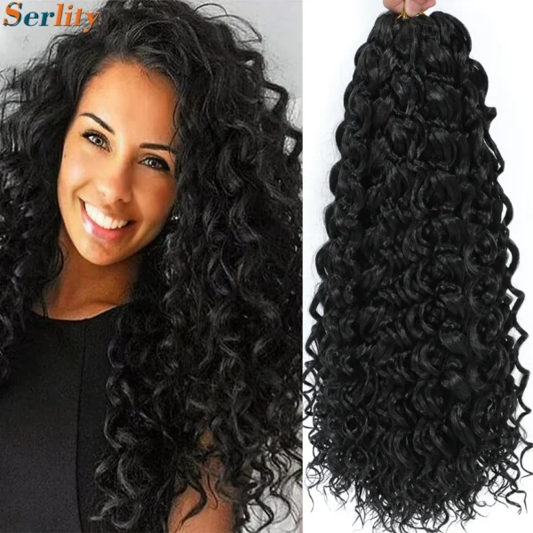 1- 6 Packs Ombre GoGo Curl Crochet Hair 14 18 Inches Go Go Curl Crochet Braids Synthetic Water Wave Deep Afro Twist Crochet Hair - Image 4