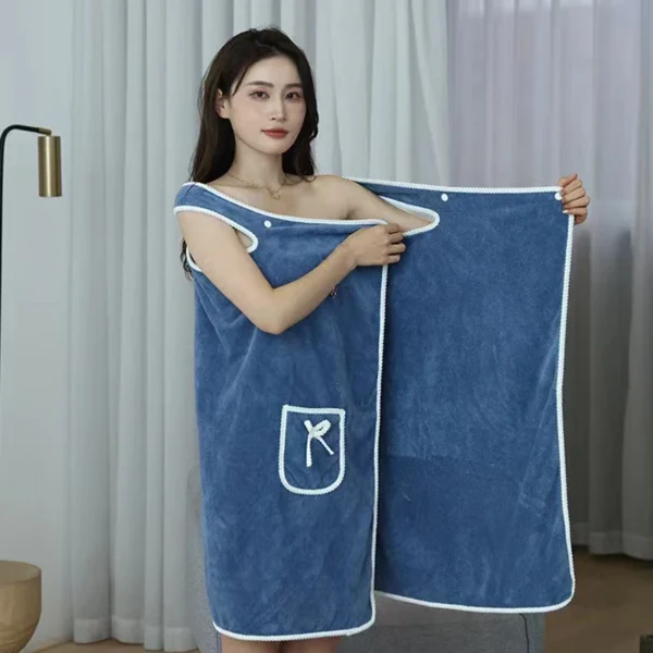 1-piece wearable bath towel, female adult bath skirt, coral fleece soft and absorbent home bath skirt - Image 5