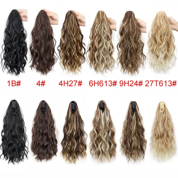 14Inch Synthetic Short Curly Claw Clip in Ponytail Hair Extension Daily Use Blonde Black Blonde Fluffy Hairpiece for Women - Image 3