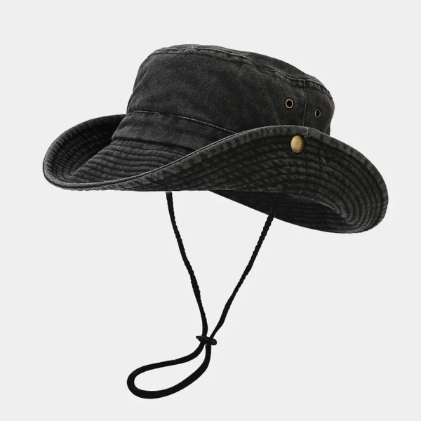 Cotton Stone-Washed Sun Hats for Men Women Wide Brim Fishing Hat Summer Bucket Hat Outdoor Safari Boonie Cap - Image 6