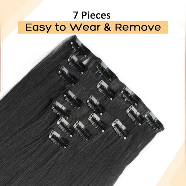 7Pcs/Set 16 Clips Hair Extension Black Long Straight Natural Hair Ombre Hairpiece Heat Resistant Fiber For Women Hairstyle - Image 3