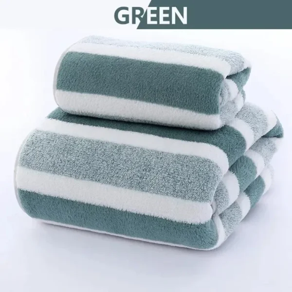 Striped Pattern Towel Set Soft Hand Towel Bath Towel Quick Drying Absorbent Towels For Bathroom - Image 5