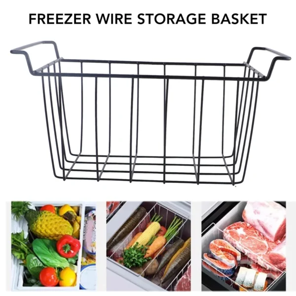 2Pcs Freezer Metal Wire Basket PE Coated Hanging Rack Organizer Bin Black for Refrigerator Shelves 8 Sizes Kitchen Accessories - Image 6