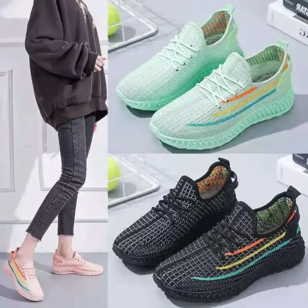 Versatile Women's Casual Shoes Breathable Sport Shoes Summer New Style Korean Version Slip-on Flats Coconut - Image 3