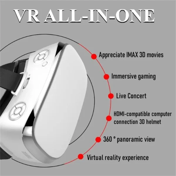 All-in-One VR Glasses Virtual Reality IMAX Cinema Headset Helmet 360?? Full View Immersive Gaming Android PC Wireless 3D Glasses - Image 4