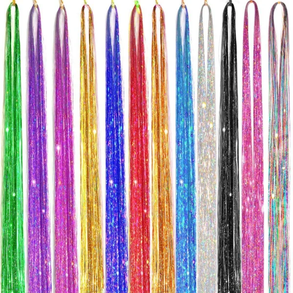 1 Pc Sparkle Shiny Hair Tinsel Hair Extensions Dazzles Women Hippie for Braiding Headdress Hair Braiding Tools Long 100cm