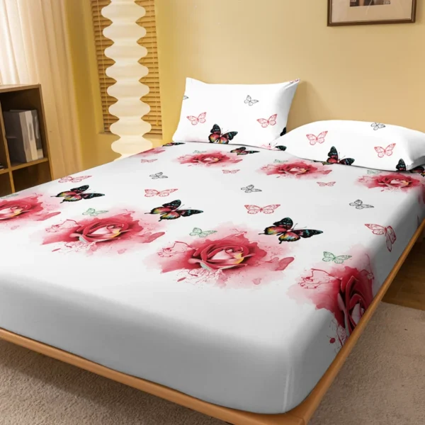 1 Piece of Butterfly Beauty Patterned Matte Bedsheet, Bedroom Printed Bedspread, Bedding (Excluding Pillowcases)