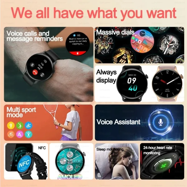 2024 New NFC Smart Watches Ladies 466*466 HD Screen Heart Rate GPS Track Sports Voice Calling Smartwatch Women For Huawei Xiaomi - Image 2